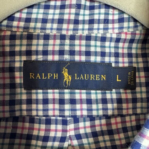 Ralph Lauren Red White Blue Plaid Check Cotton L/S Mens Small L - Picture 7 of 8
